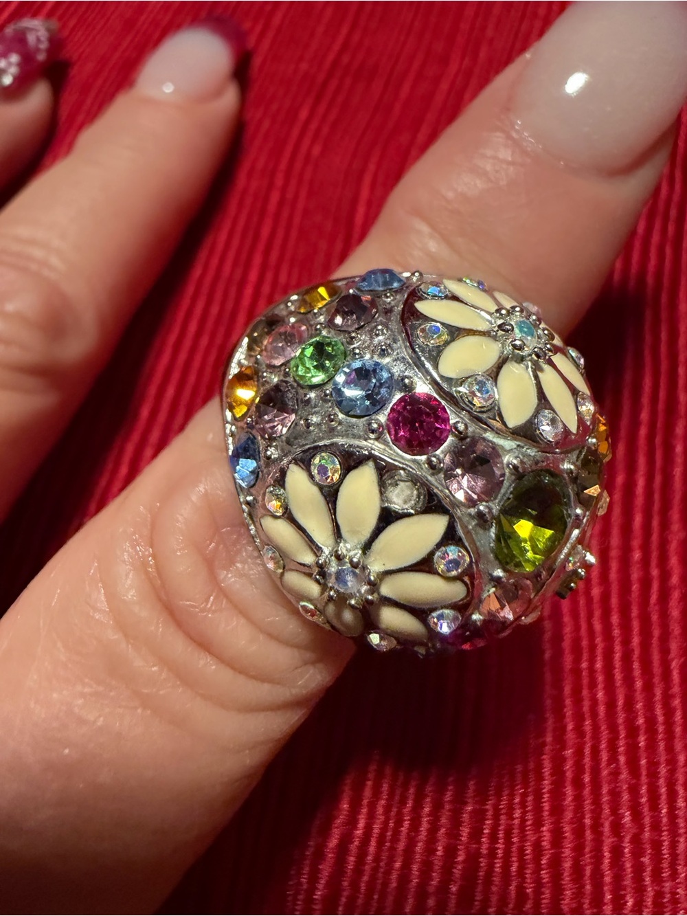 Park Lane Multicolor Crystal Floral Statement Ring Size 8 - Picture 2 of 6